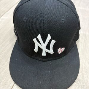New Era Black New York Yankees Cap with White Logo and Heart Stitch